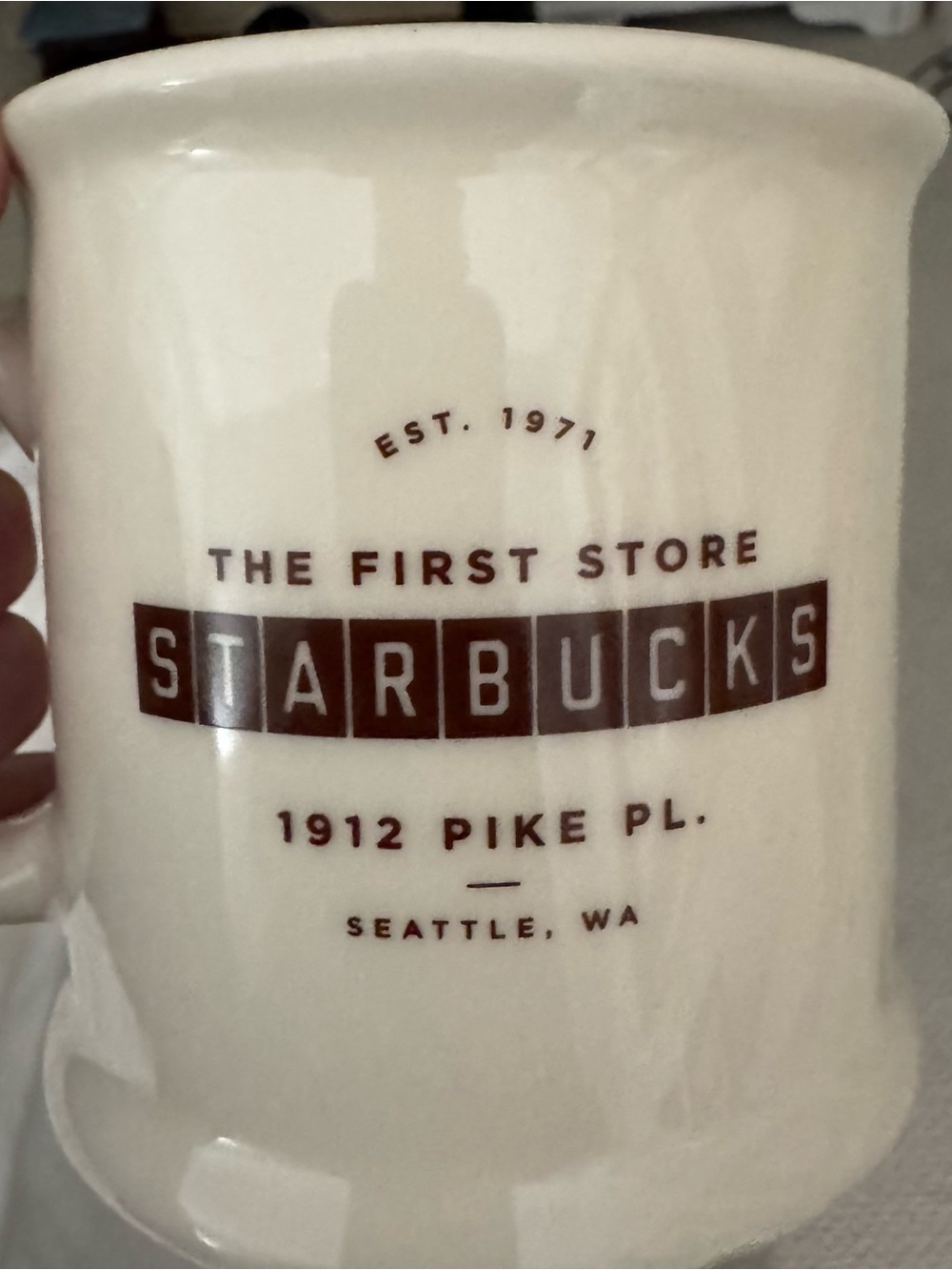 Starbucks The First Store Ceramic Mug - White with Brown Logo